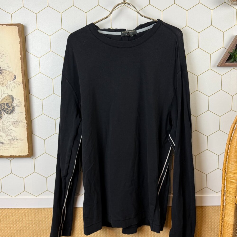 Banana Republic Factory Black Top with Side Stripe Detail - Size - Large - Picture 5 of 5